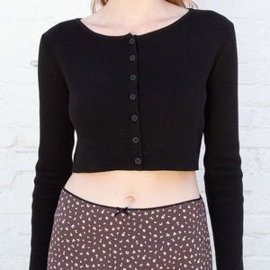 black cardigan top button long sleeve knit